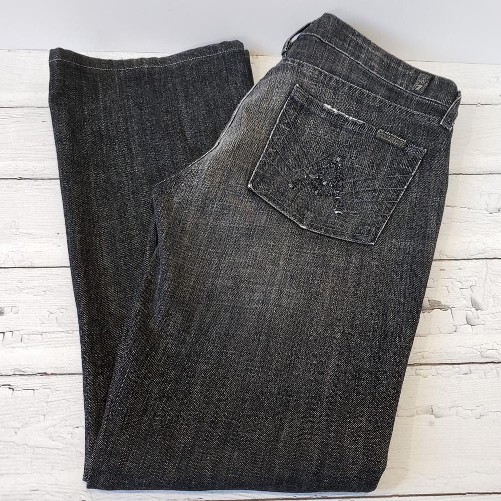 7 FOR ALL MANKIND Black Wash Boot Cut Jeans 29"